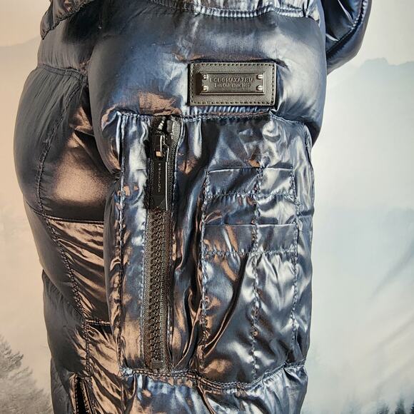 BCBGMaxazria Metallic Sapphire Down Puffer Coat | Women's XS - Picture 11 of 16